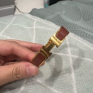 Gold and Brown H Logo Bracelet